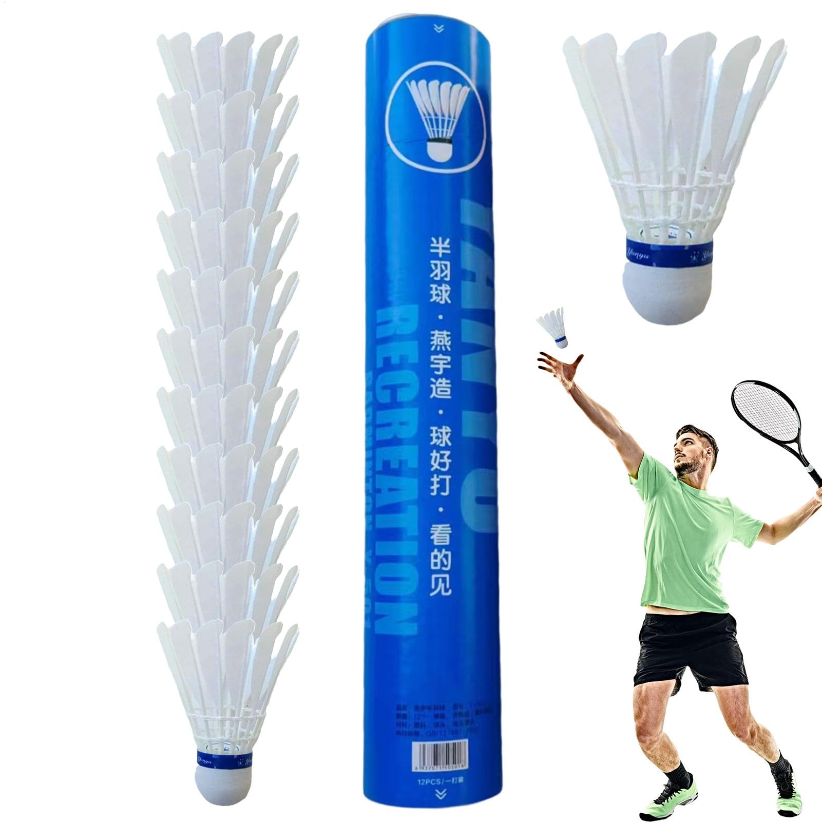 Badminton Shuttlecock - 12PC Feather Shuttlecocks | Badminton Feather Shuttles | High Stability Shuttlecock for Badminton | Feather Shuttlecocks Badminton for Beginners, Leisure, Training, Indoor