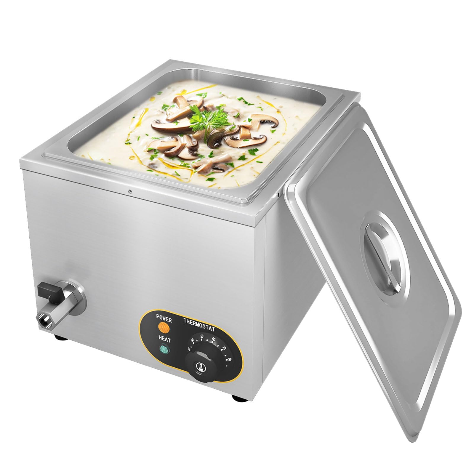 Bain Marie Gastro - Scaldavivande elettrico in acciaio inox con rubinetto di scarico