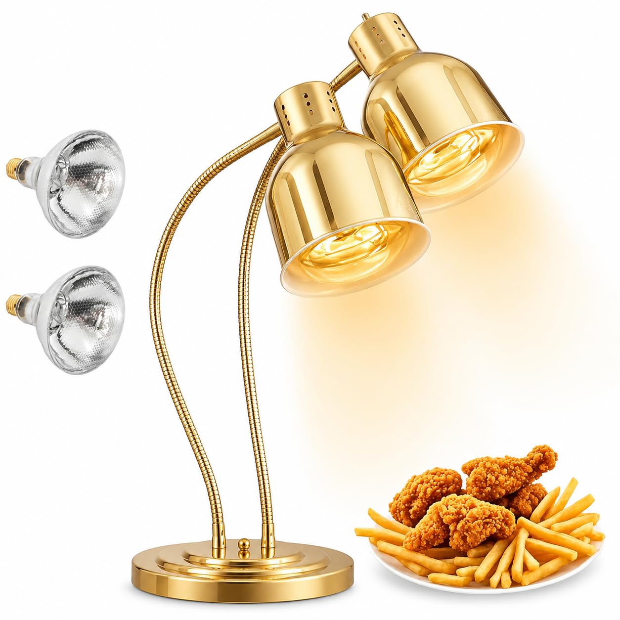 2 Head Commercial Food Heat Lamp 500W Electric Warmer Buffet Catering Restauracja Kuchnia Regulowana Gęś Samodzielna kontrola Wentylowana konstrukcja