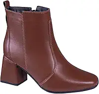 Bota Coturno Feminina Salto Grosso Bico Quadrado Cano Curto