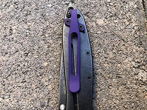 Flat Purple Titanium Deep Carry Pocket Clip Made For Kershaw Leek 1660PUR Knife image 5
