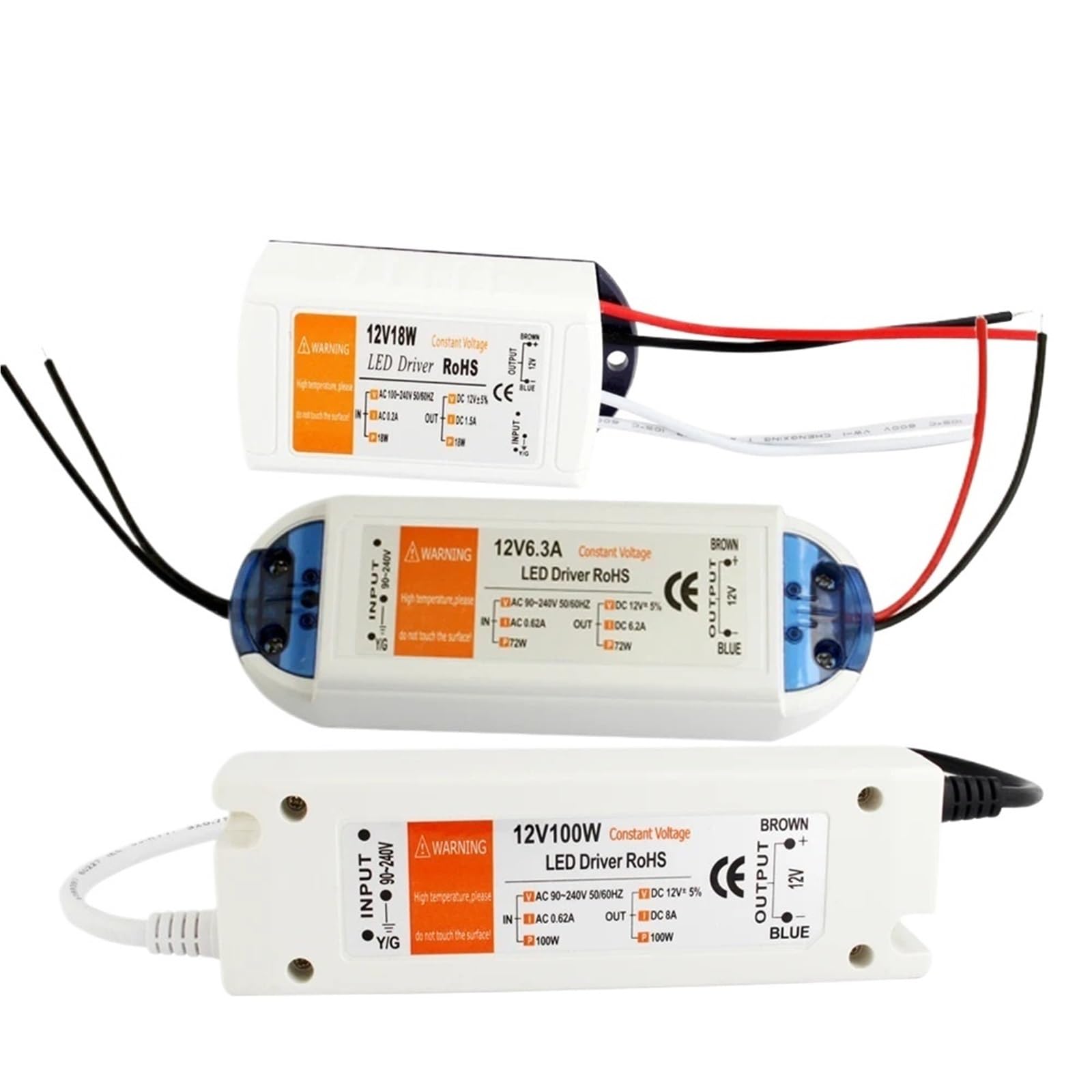Driver LED 12V AC 110V 220V a alimentatore DC 18W 28W 48W 72W 100W Adattatore 12 Volt Trasformatore for illuminazione a striscia(12V 72W)