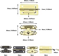 Vista 4 de 36 pestillos de cerrojo de bronce antiguo, mini bisagras con tornillos, mini cerrojos de armario, accesorios decorativos para caja de joyería, caja