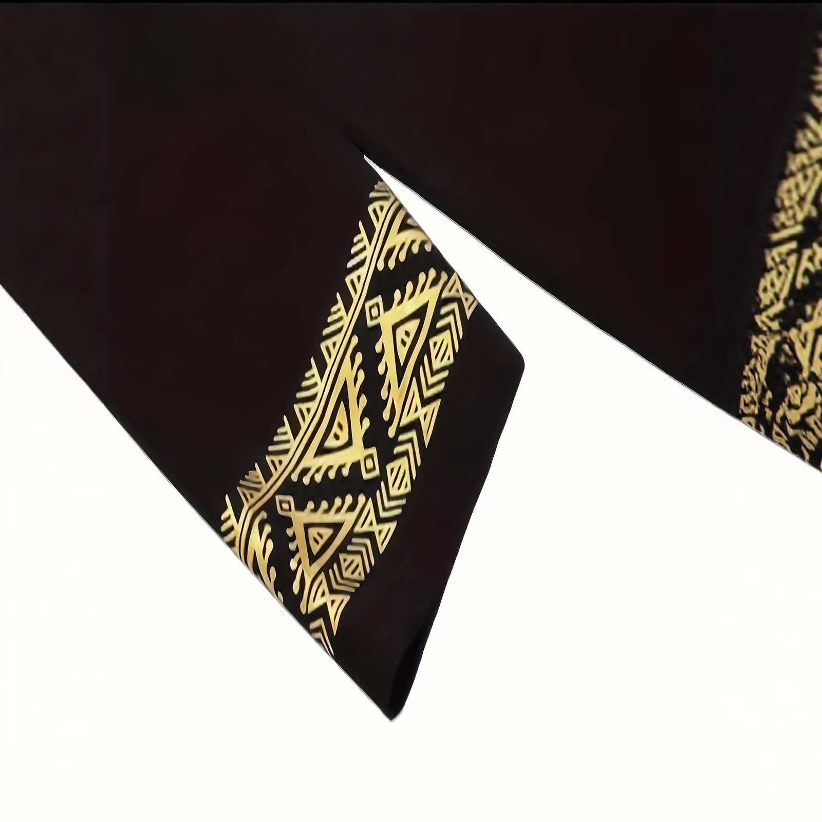 Abito Da Uomo Africano A Maniche Lunghe Dashiki Con Stampa E Pantaloni Dorati, Vestito Tradizionale 2 Pezzi Arabi Islamici Caftano Etnici Da Preghiera Morbido Da Sposa Confortevole