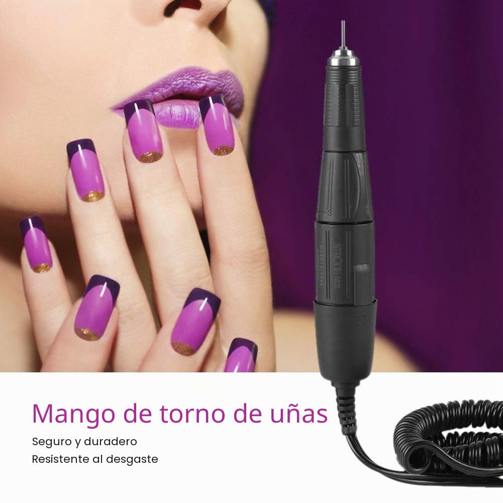 Mango de Taladro de Uñas Eléctrico, Pieza de Mano para Máquina de Manicura, 2.35mm, Negro