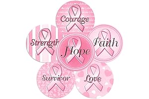 Breast Cancer Awareness Ribbon Stickers - 1.5" - Pack of 50
