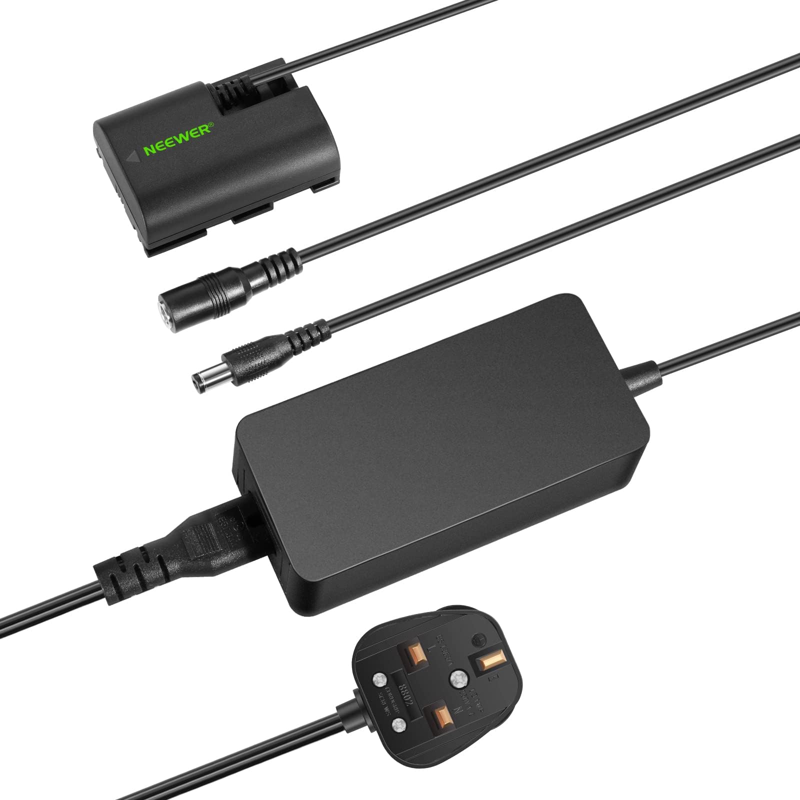 Dummy Battery Replacement for LP-E6 LP-E6N LP-E6NH with DC Coupler and AC Power Adapter Compatible with Canon EOS R Ra R5 R5C R6 R6II R7 5D 6D 7D Mark II/III/IV 5DS 5DSR 60D 70D 80D 90D