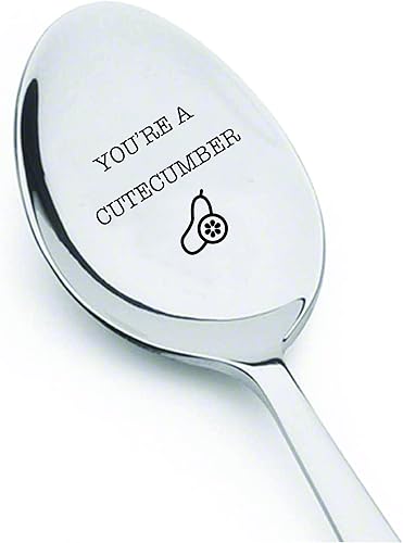 Regalos para Hija Hija Regalo Vegano para él Regalo de cumpleaños de Navidad para niños Regalos de humor Cuchara grabada usted es un cutecumber