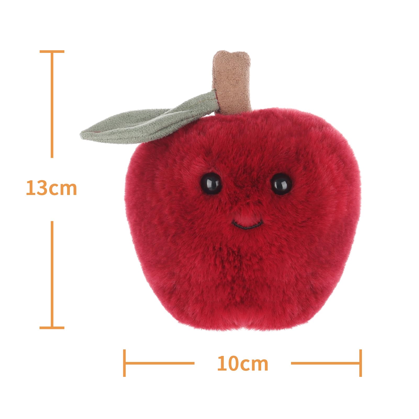 Peluche de manzana de felpa, con ojos de botón cosidos a mano. - México