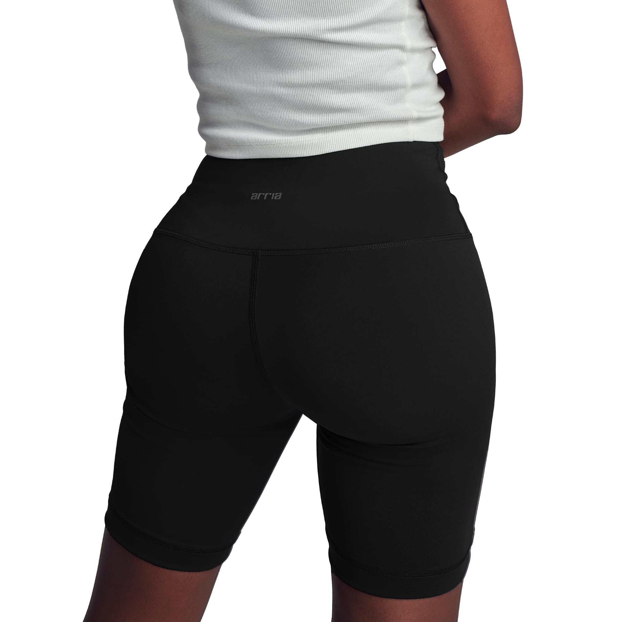 ARRIA Women’s High Rise Biker Shorts – Tummy Control, Curvy Fit, Stylish Buttery Soft, Stretchy, Comfy Everyday Activewear (Black, Small)