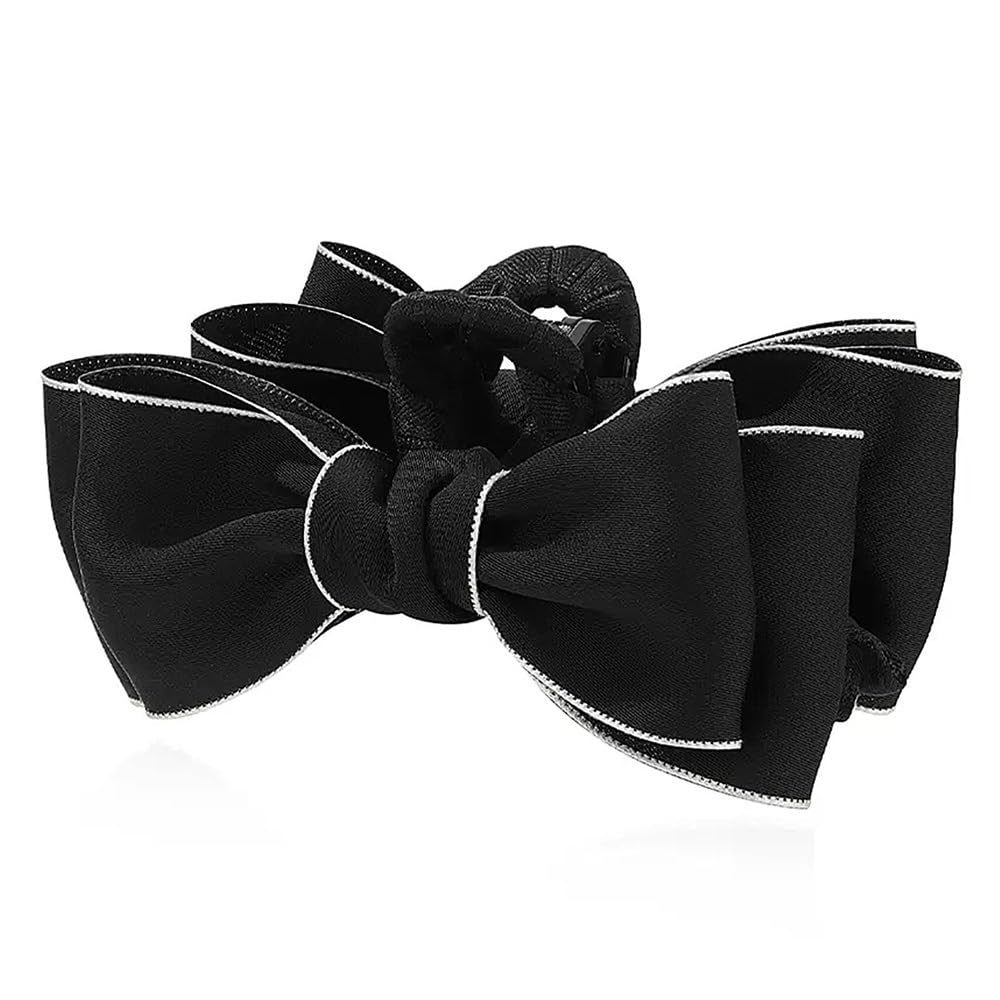 Haarspangen Damen Doppelseitige Schleife Shark Clip Damen Haarklammer(Black)