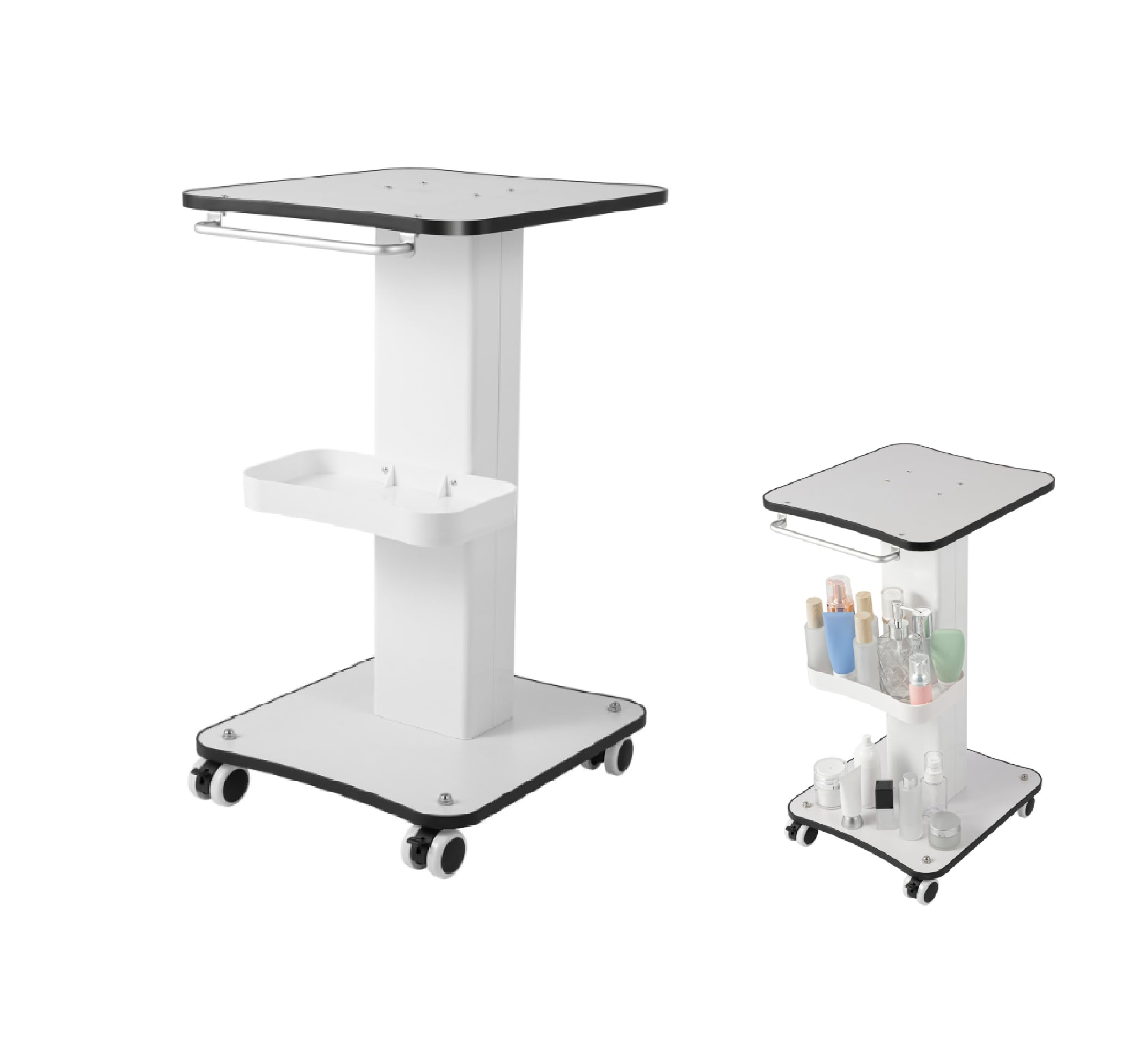 Beauty Rolling Cart, 3-Tier Esthetician Machine Mobile Cart with Storage Trays, Salon Spa Mobile Tray with 4 Locking Wheels, Roller Tray for Beauty Instrument Storage-image-15