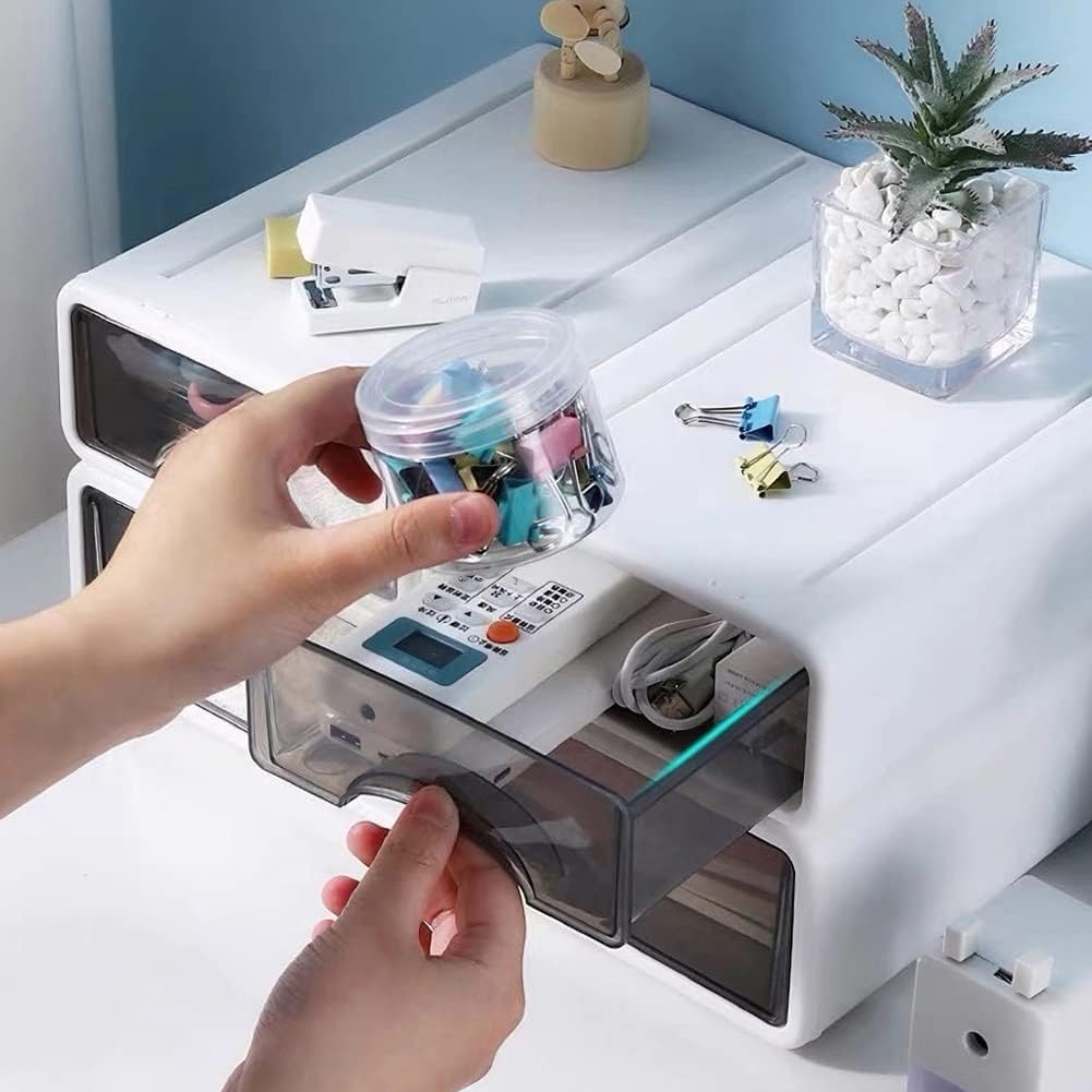Organizador de escritorio apilable con 4 cajones, organizador de escritorio apilable de 3 niveles, cajones de escritorio de almacenamiento, caja de almacenamiento de suministros de escritorio