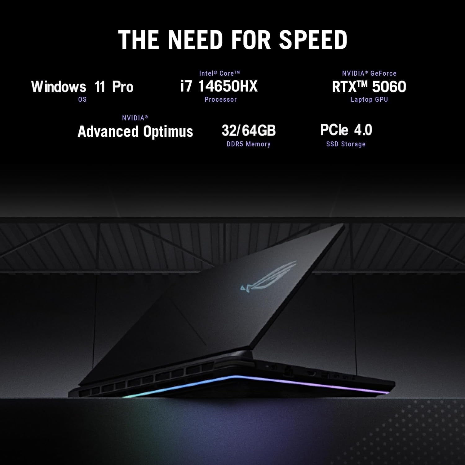 ASUS ROG Strix G16 Gaming Laptop, Intel i7-14650HX (fino a 5,2 GHz), NVIDIA RTX 5060, 16" FHD+ 165Hz 3ms ROG Nebula Display, WiFi 7, Assume Audio, 64 GB DDR5, 2 TB SSD Gen 4, Windows 11 Pro