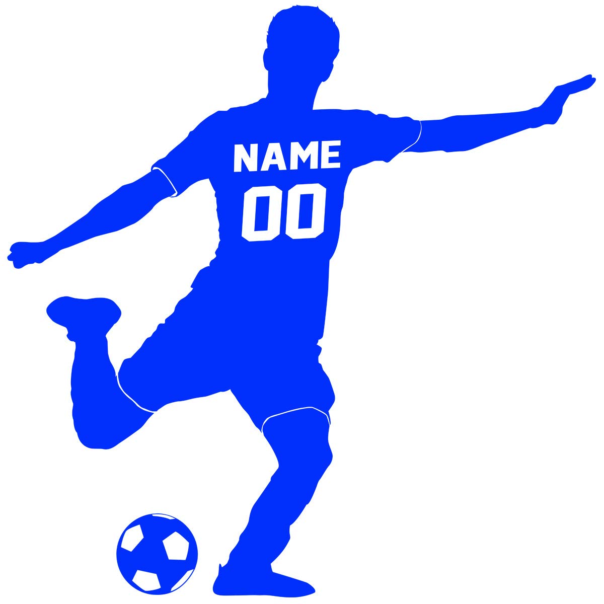 VWAQ Personalized Name Boys Soccer Player Vinyl Wall Decal Custom Sports Decor Sticker - TTC27 (18" H X 18" W, Blue)
