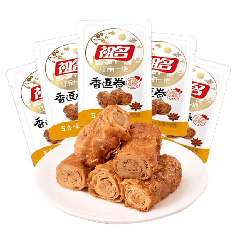 Amazon.com: 祖名香逗卷豆干豆卷零食网红小吃豆腐干五香味500g （约20