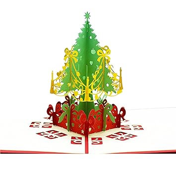 WorldCare 3D Pop Up Christmas Cards Greeting Holiday Cards with Envelope Xmas Decoration Ornament Xmas Tree Snow Pattern Cards New Year Holiday Festivals Gift-CS-A-70389