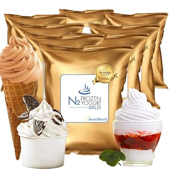AussieBlends All Natural Acidity-Free Frozen Yogurt Mix, 8-Pack, Imported | For Froyo | Acidity-Free Mild Flavor, Very Mild Yogurt Taste, with prebiotics and probiotics.