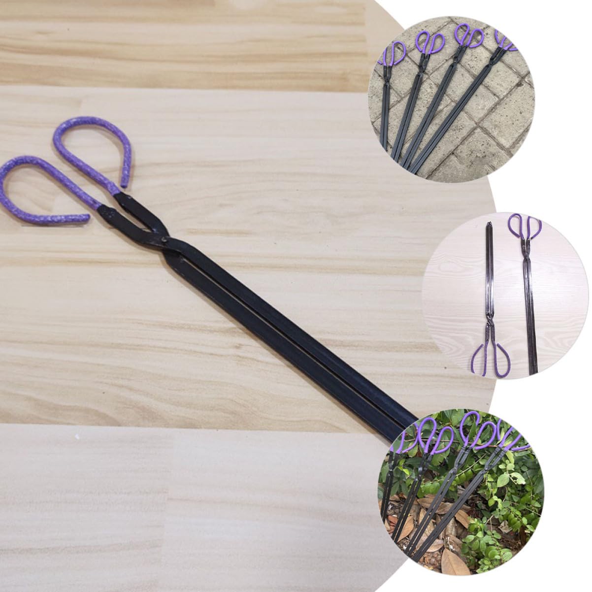 Pinze per Carbone da Barbecue 2 Pezzi in Ferro Nero | Impugnatura Comoda, Facili da Trasportare, Uso Sicuro su Carbone e Rifiuti, Utensile Versatile per Cucina e Raccolta