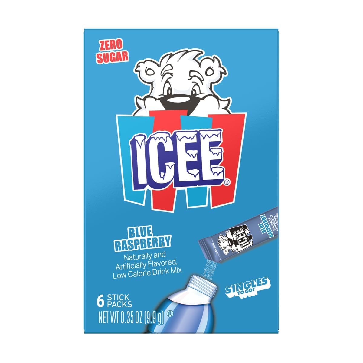 ICEE Singles To Go Powdered Drink Mix Zero Sugar 6 Sticks Per Box (Blue Raspberry)-image-37