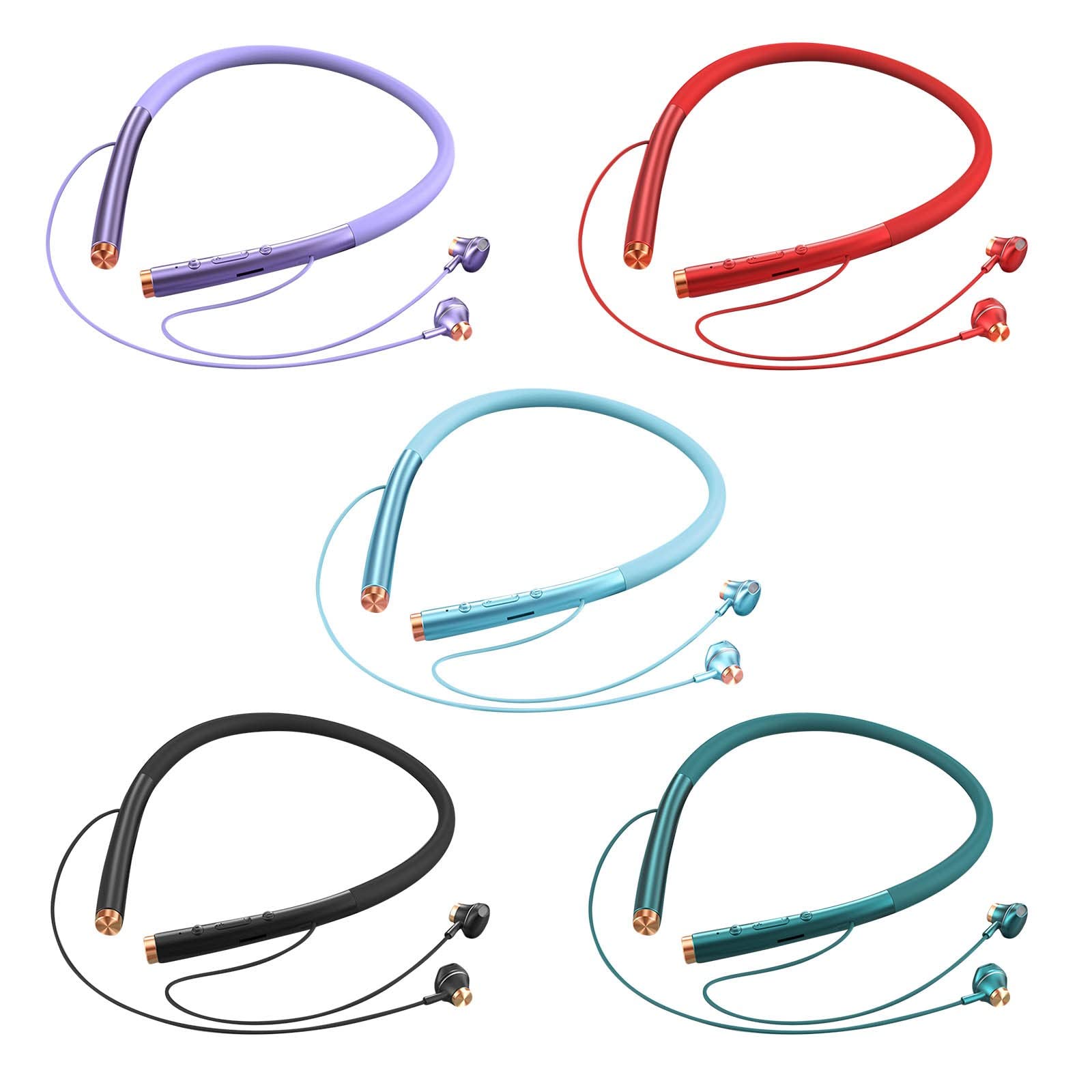 Cagogo Wireless Blue-Tooth Earphones, High-Power Neck-Mounted Earphones Stereo Earbuds Earphone Super Battery Life, Foldable Headset for Outdoor Working Travel Gym