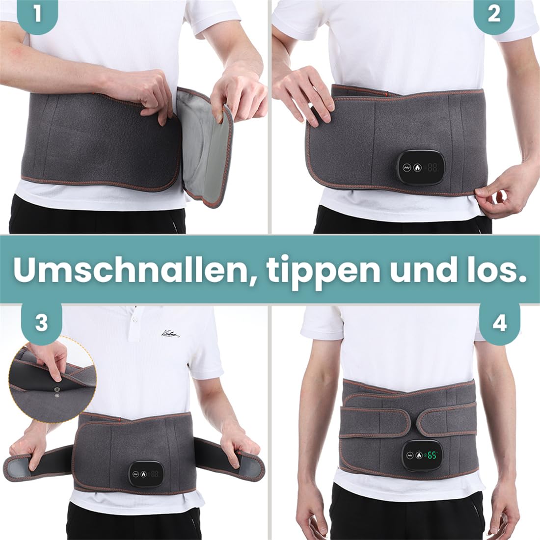 Damen und Herren Orthopädischer Rückengurt mit Rotlicht-, Wärme- & Vibrationstherapie – Verstellbarer Lendengurt 70–132cm zur Schmerzlinderung bei Rücken & Bandscheiben