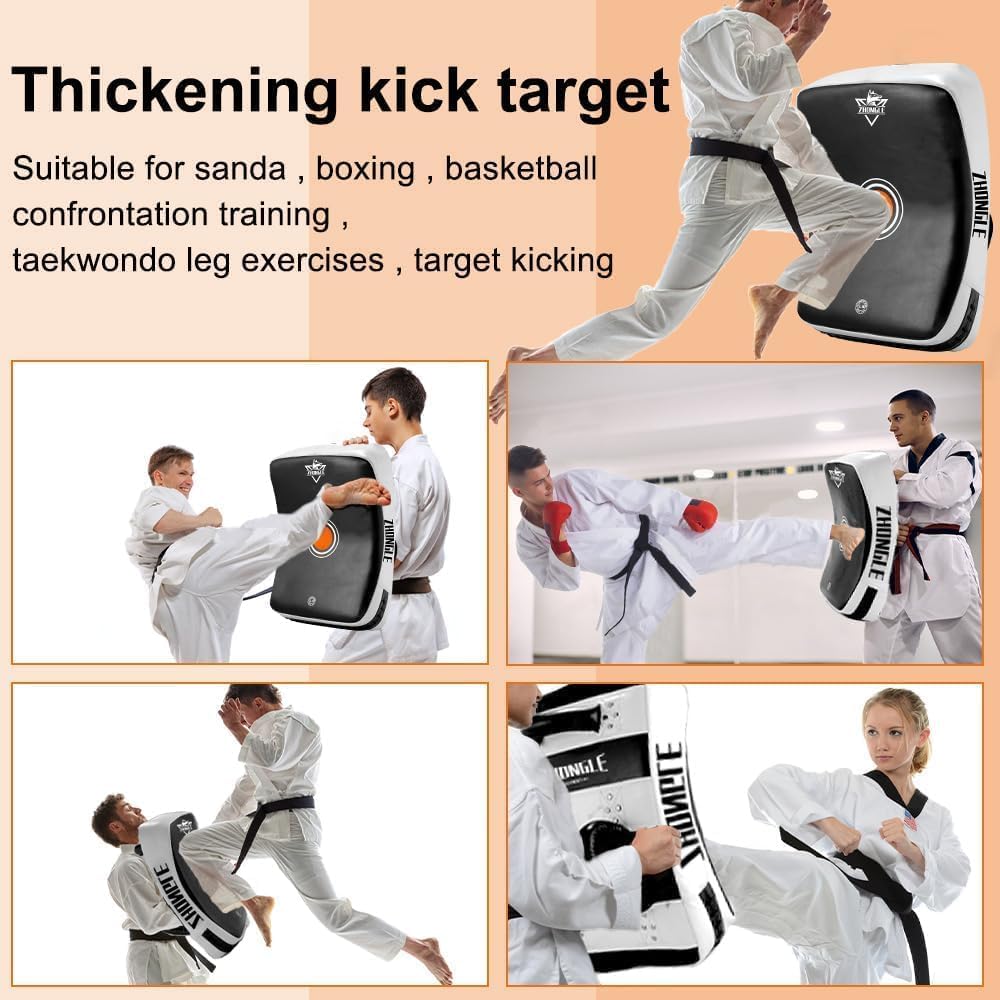 Muay Thai Pads 23in/19in Large Curved Kick Shield with 5in Thickness, Advanced Impact Diffusion, and Superior Grip for MMA, Boxing, Karate, and Taekwondo Training, Heavy Duty