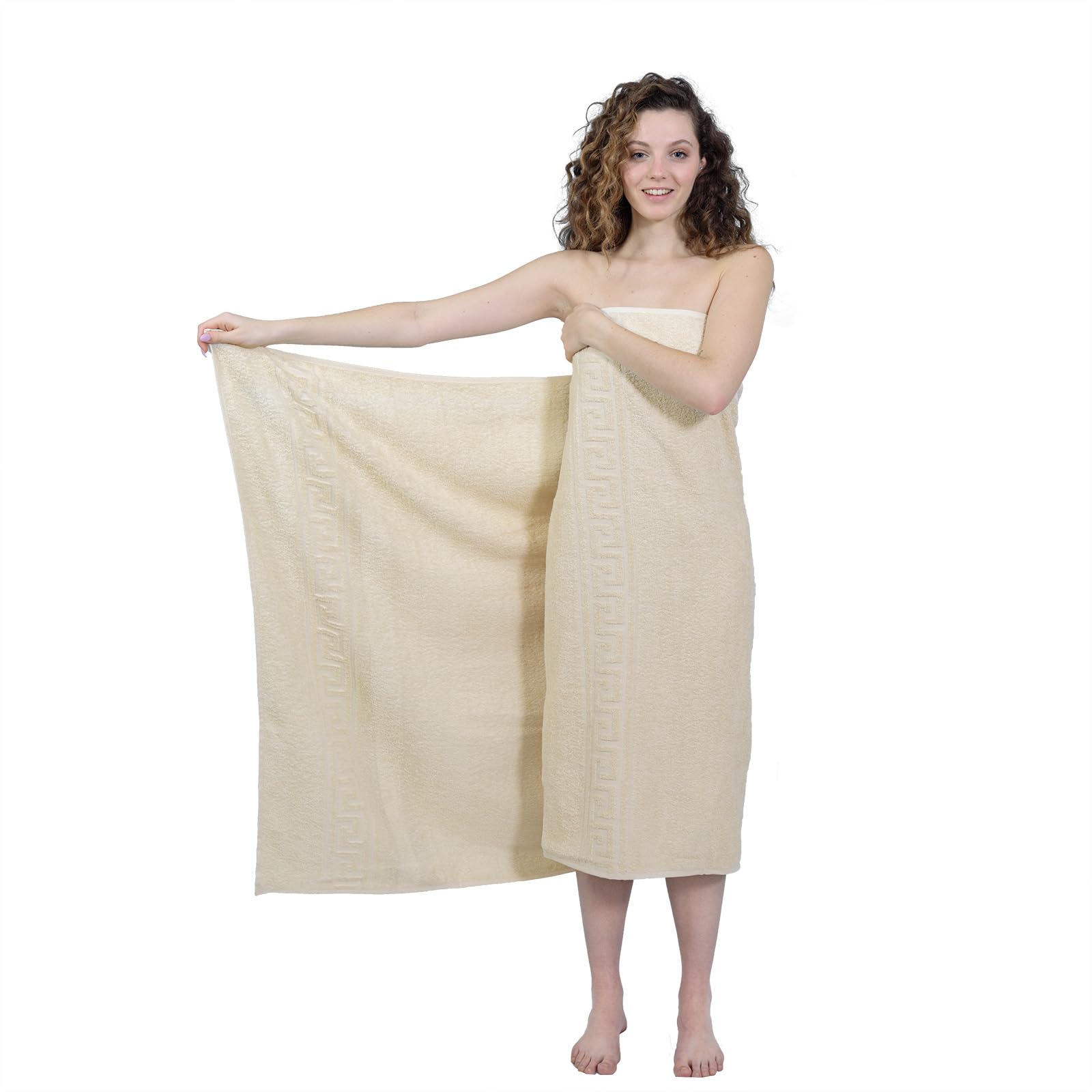 nice homeit Set 2 Asciugamano da Bagno grandi 100x150 cm – Extra Large Telo Bagno in 100% Cotone Filato ad Anello – Extra Morbido e Assorbente. MADE IN ITALY (BEIGE)