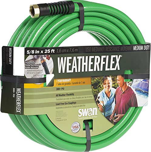 Swan Products Snwf58025 Weatherflex Medium Duty All Temperature Use Garden Hose 25' X 5/8", Green #TOP4