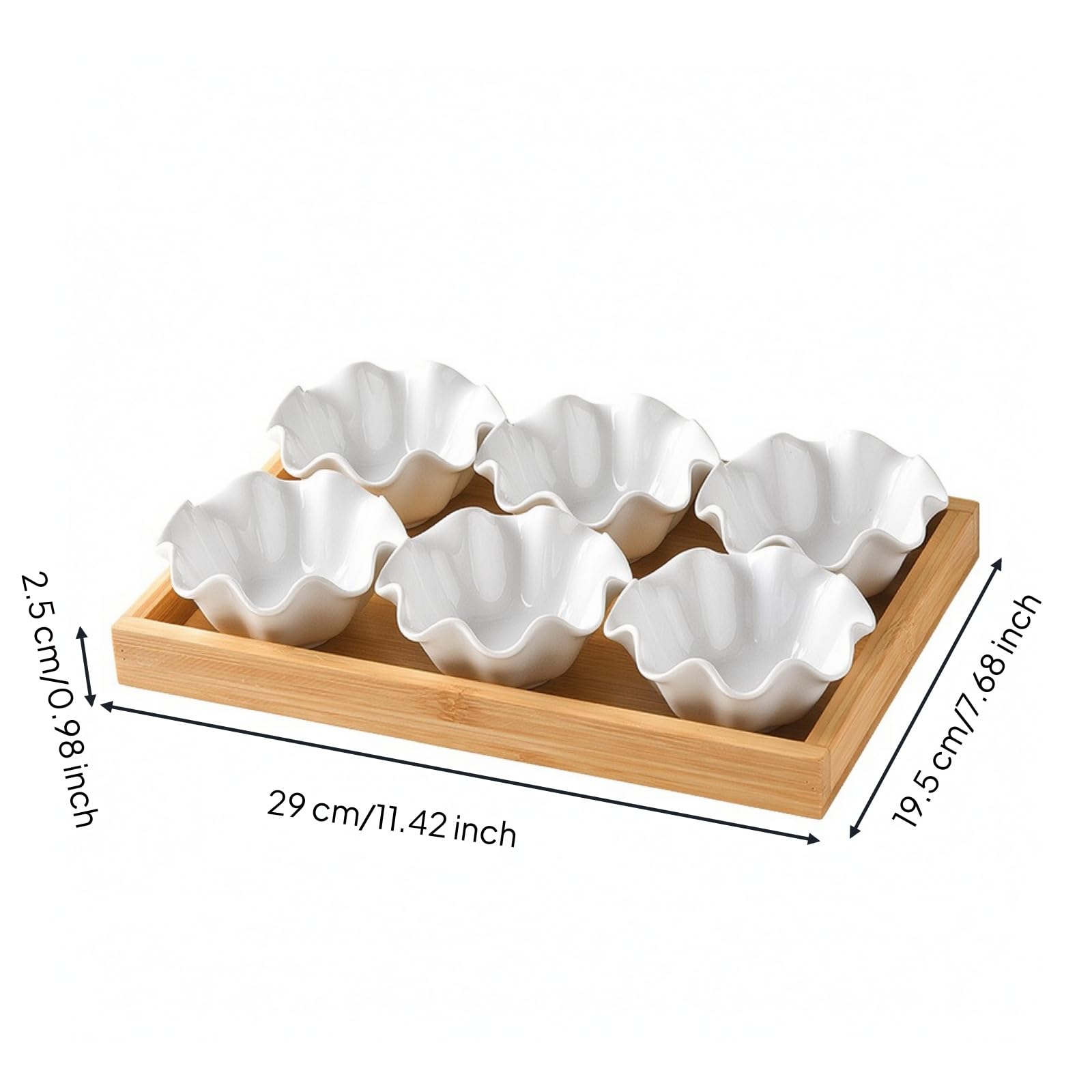 Banja Cerámica Blanca con Recipientes en Forma Dividido Plato Botanical Cerámica Brillante Vajilla para Reuniones Informales, 6 Cuadros