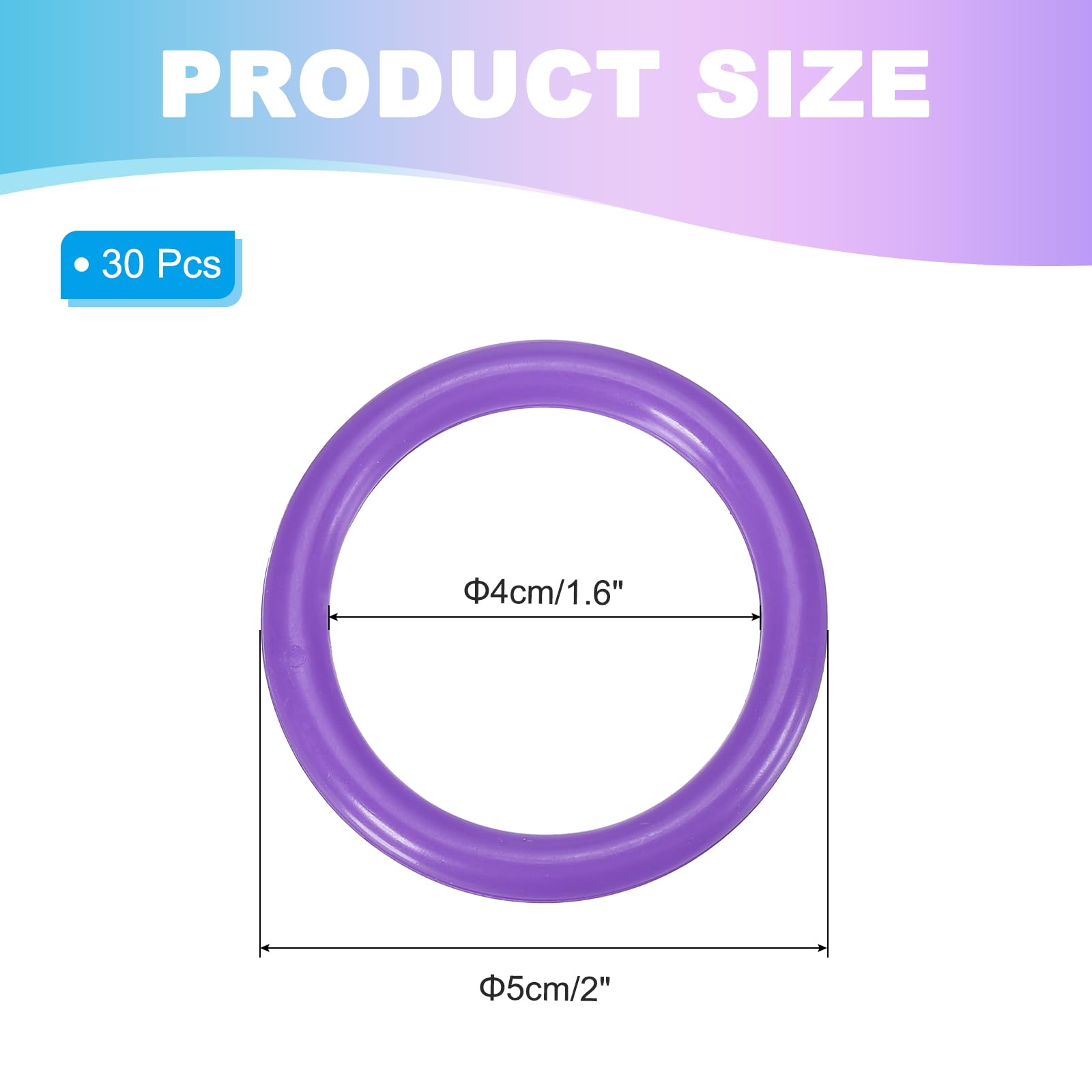 PATIKIL 2 Inch Plastic Ring-Toss Rings for Bottles 30 Pack Carnival Rings Plastic Hoops for Speed and Agility Practice Outdoor Party Favor - Image 2