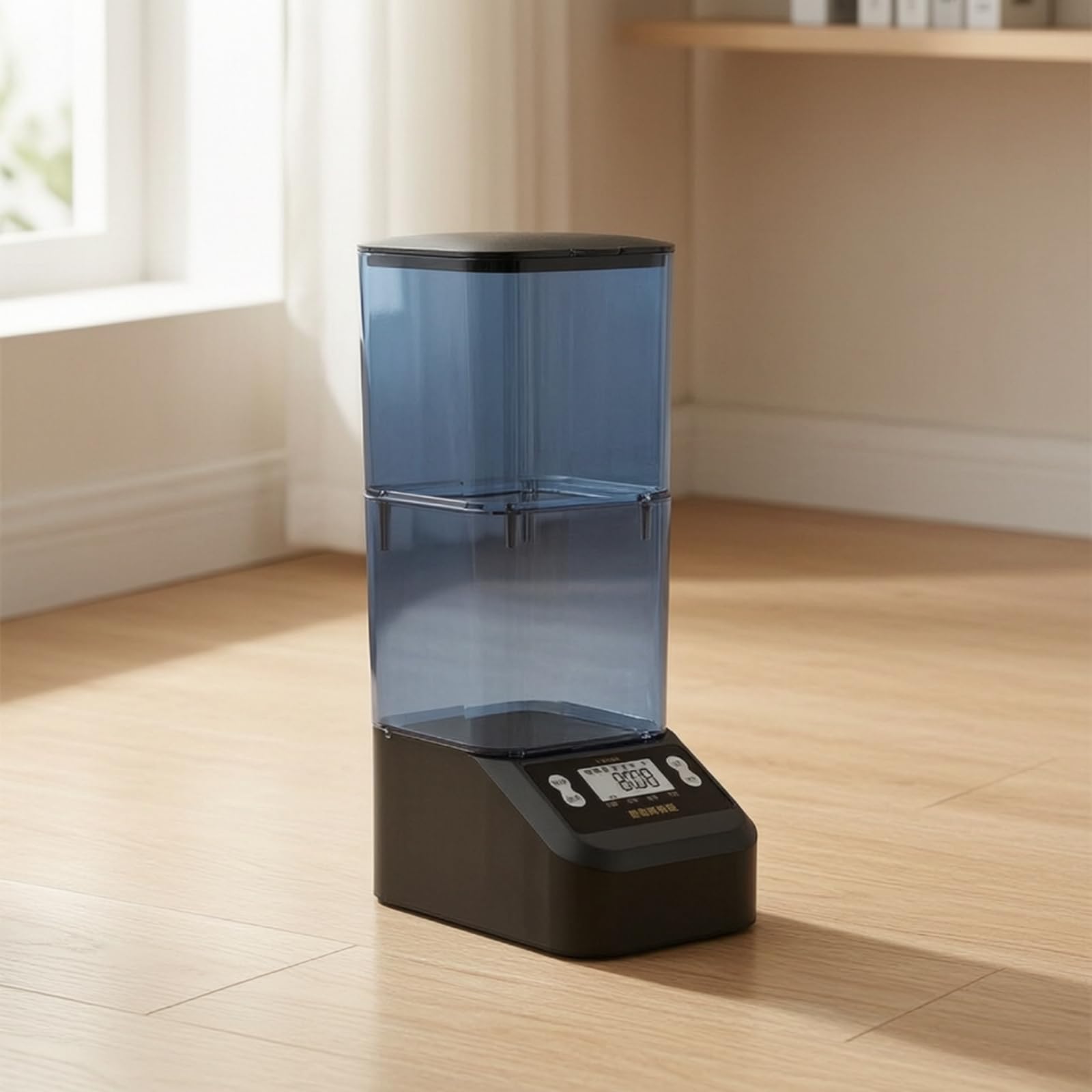 Alimentador Peces con Tolva 2 litros Programable Alimentador Automático Peces Doble Alimentación para Acuaristas, Negro, 2000ml