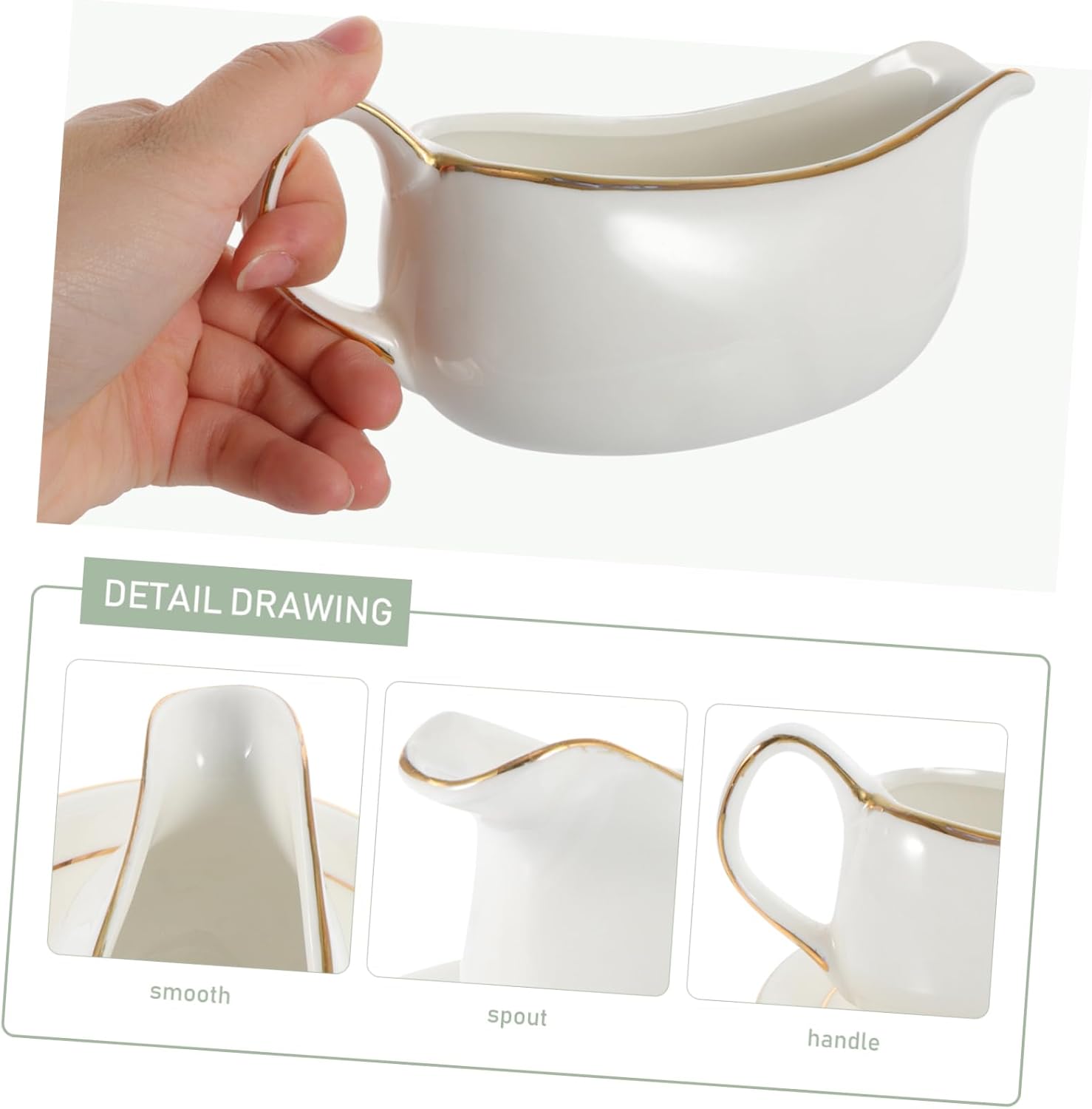 Ceramic Sauce Pitcher with Tray Elegant Gravy Boat for Sauces Dressings and Condiments Unique Handle Design for Easy Serving for Everyday Use and Entertaining