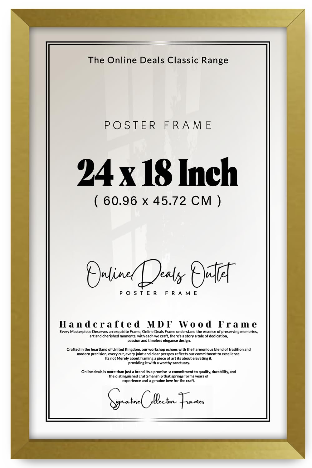 Online Deals | MDF Poster Frame (60.96 x 45.72 CM) 45.72 for Cultural Artifacts, Religious Prints & Vintage Art, Stylish MDF Wood Finish, Easy Hanging Hooks [ Gold ]