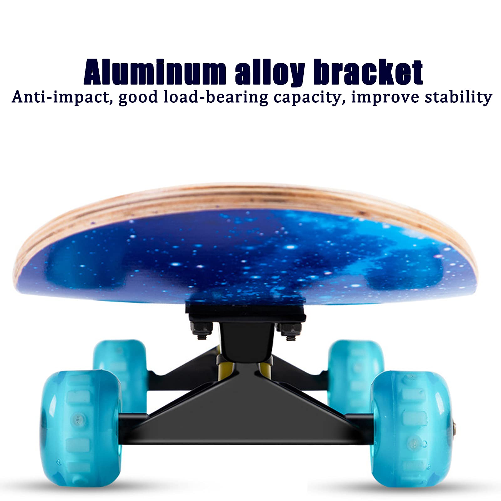 Planches à roulettes Complètes de 31", Skateboards en Bois D'érable à 7 Couches à Double Coup de Pied avec Roues Clignotantes en PU pour Filles Garçons Enfants Adolescents Adultes