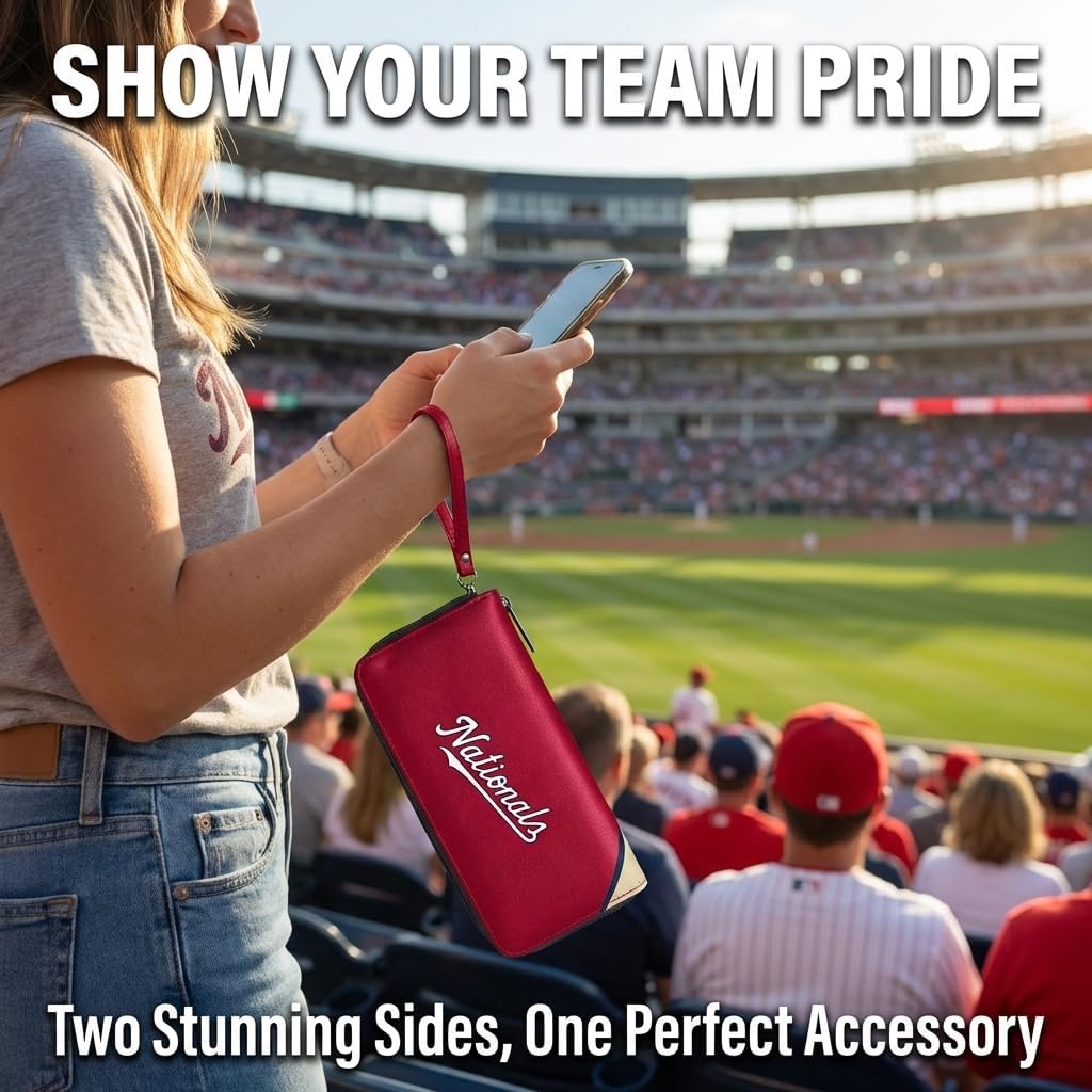 Littlearth MLB Washington Nationals Curve Zip Organizer Wallet, Wristlet and Wallet in One, Team Color, 8 x 4 x 1 Inches
