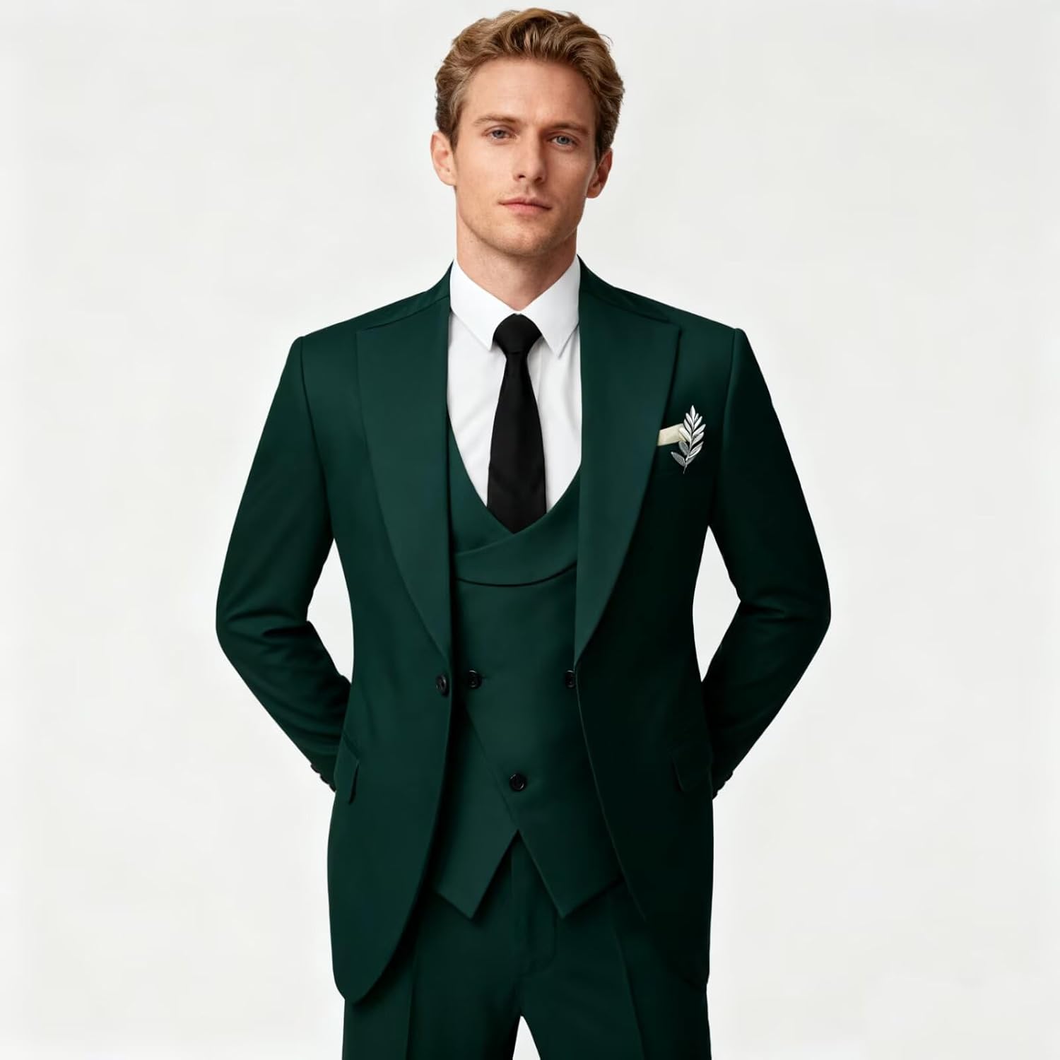 Wangyue 3 Piece Mens Tuxedo Suit Slim Fit Tuxedo for Men Double Breasted Wedding Prom Suits Blazer Vest Pants Sets 2026