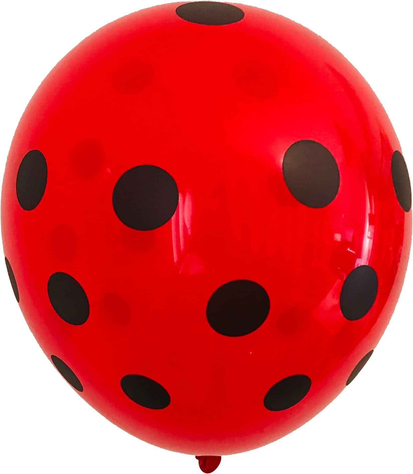 BalloonPlay - 50pcs of 10" Red with Black Polka Dots printed round latex balloon for Ladybug themed birthday or party decorations