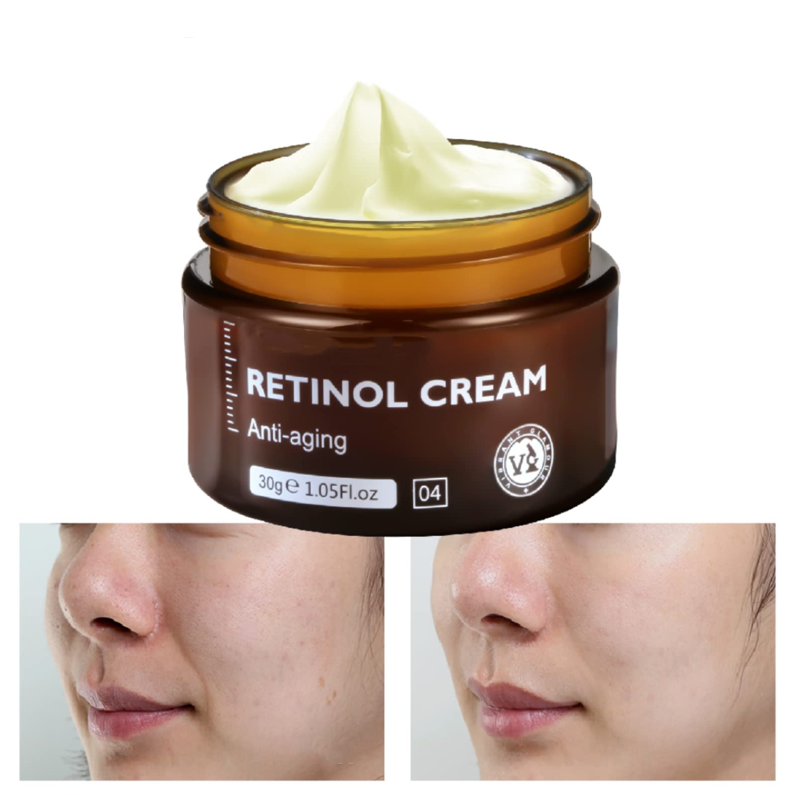 HONPOLO Retinol Firming Cream 30ml Face Cream, Anti-Wrinkle Firming & Skin Rejuvenation, Deeply Activatecollagen, Delicate Skin, Shrink Pores Oil-Control, Fades Wrinkles Skin Renewing