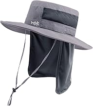 Bassdash UPF 50+ Water Resistant Sun Fishing Hat with Detachable Neck Flap
