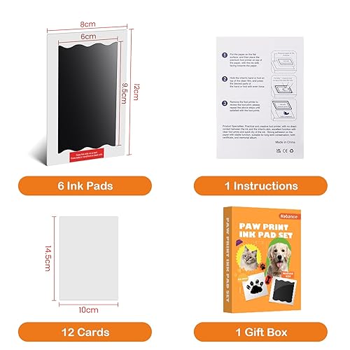 Miniatura 3 de Nabance Kit de huellas y manos para bebé, kit de huellas para perros y gatos, 6 almohadillas de impresión sin tinta, 12 tarjetas de impresión,