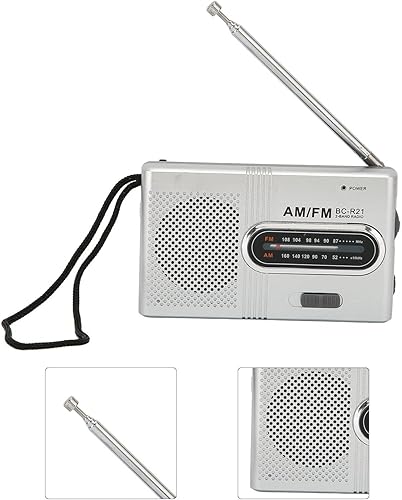 Miniatura 5 de Radio AM FM portátil con conector para auriculares, radio de transistor de bolsillo portátil de larga duración con altavoz de 5 W, para el hogar al