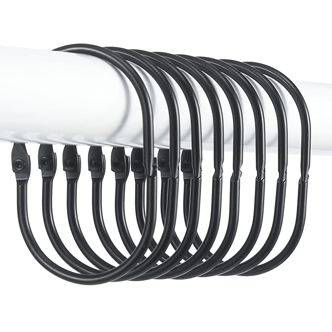 Goowin Rust-Proof Black Shower Curtain Rings