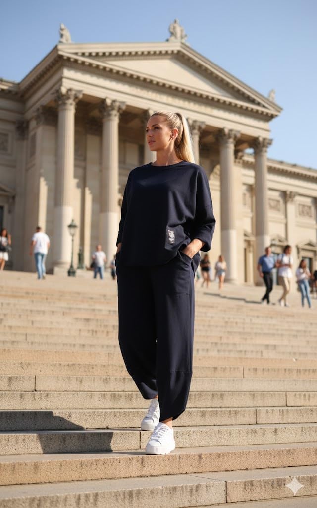 Damen Jogginganzug aus Baumwolle – Bequemer Freizeitanzug in Einheitsgröße (36–42) – Stylischer Zweiteiler für Freizeit und Sport 6172