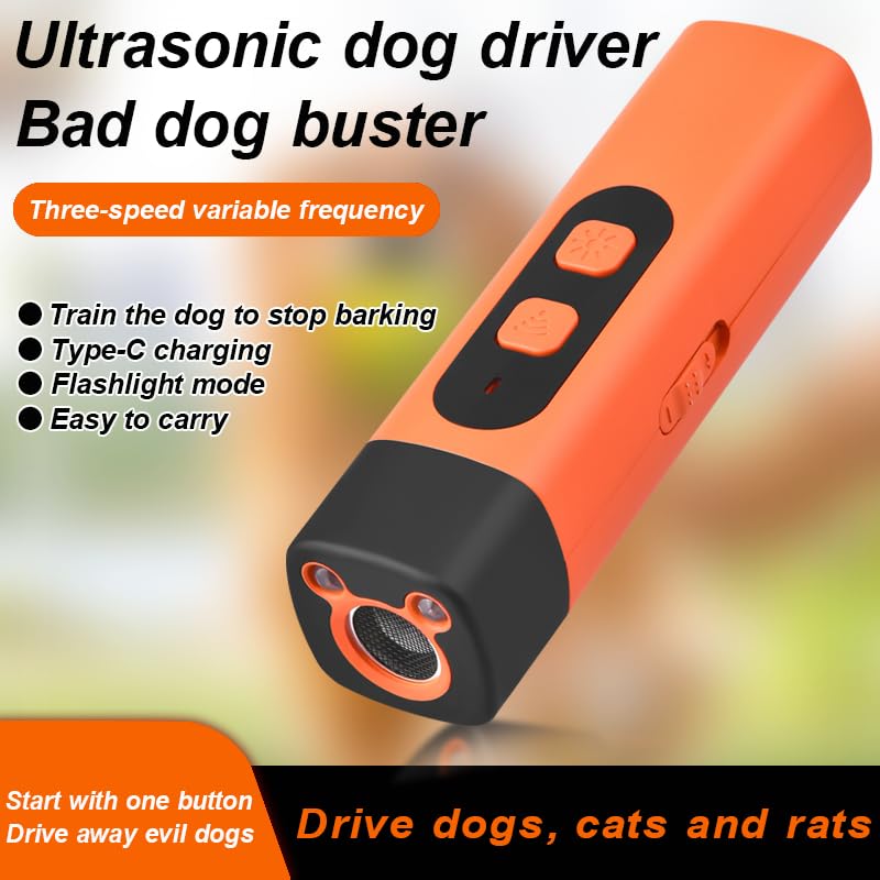 KOLGEIKJ Anti Bell Gerät Hunde, Ultraschall Hundeabwehr mit 3 Einstellbaren Frequenzen LED-Taschenlampe, Wiederaufladbar Antibell Ultraschall Gerät, Hunde Bellen Stoppen für Kleine Große Black