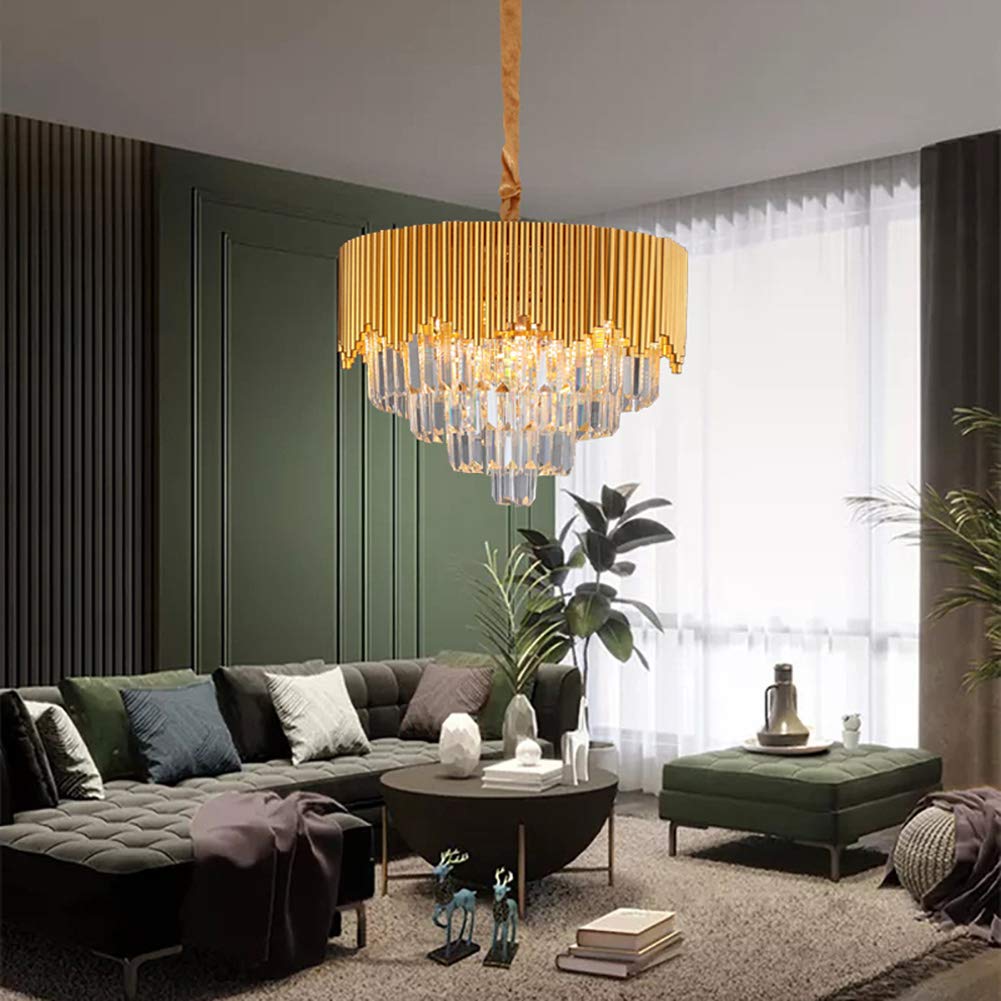 Nórdico Moderno Araña De Cristal,Lámpara De Comedor Lujo Ligero Sala De Estar Villa Araña,Lujo Lámpara De Dormitorio De Moda-Oro y negro 8 cabezas