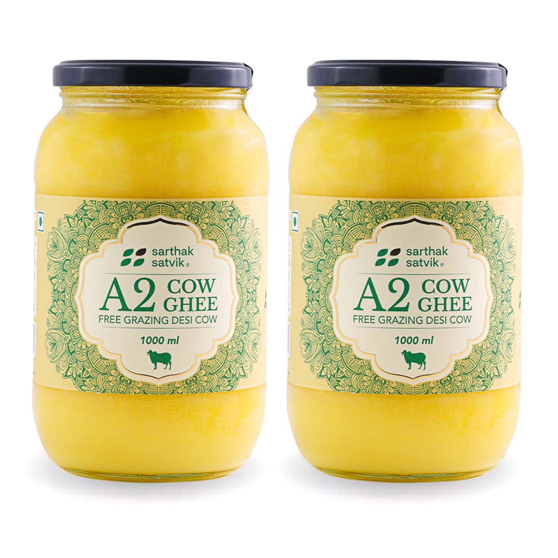 Sarthak Satvik A2 Cow Ghee Desi Organic Butter Pure Nutrient Rich Ghee Made With Traditional Binola Method, Unsalted And Original Ghee, Flavour, Lactose-Free And Keto-Friendly, 1 Litre (Pack Of 2) (B09JGSBQPQ) Amazon Price History, Amazon Price Tracker