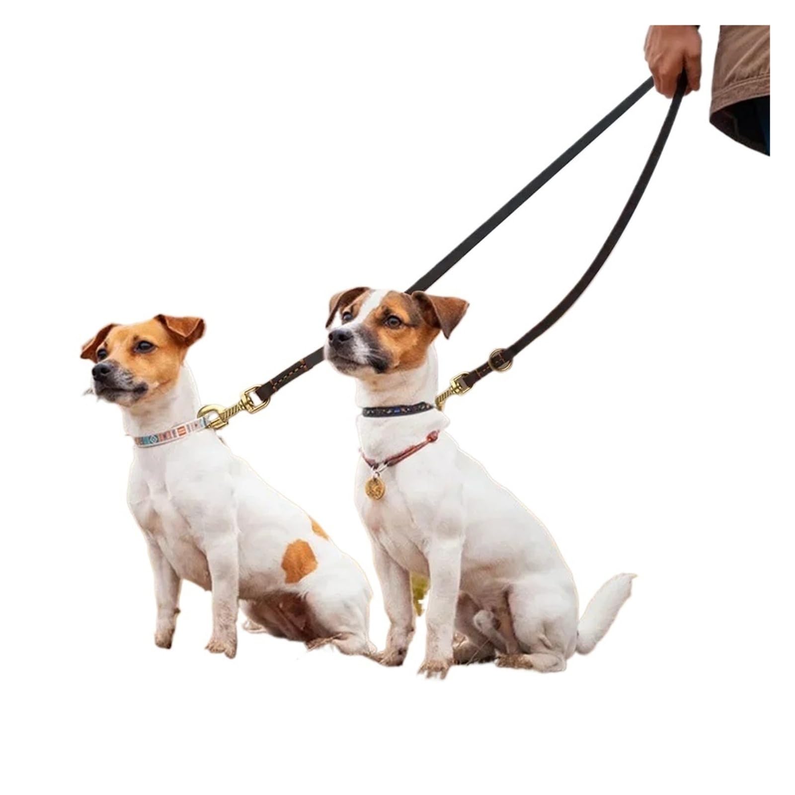 Laisse Mains Libres for Chien, 1 pièce, 2.3m, en Cuir, à bandoulière, multifonctionnelle, for Animaux de Compagnie, Marche, Jogging(Brown)