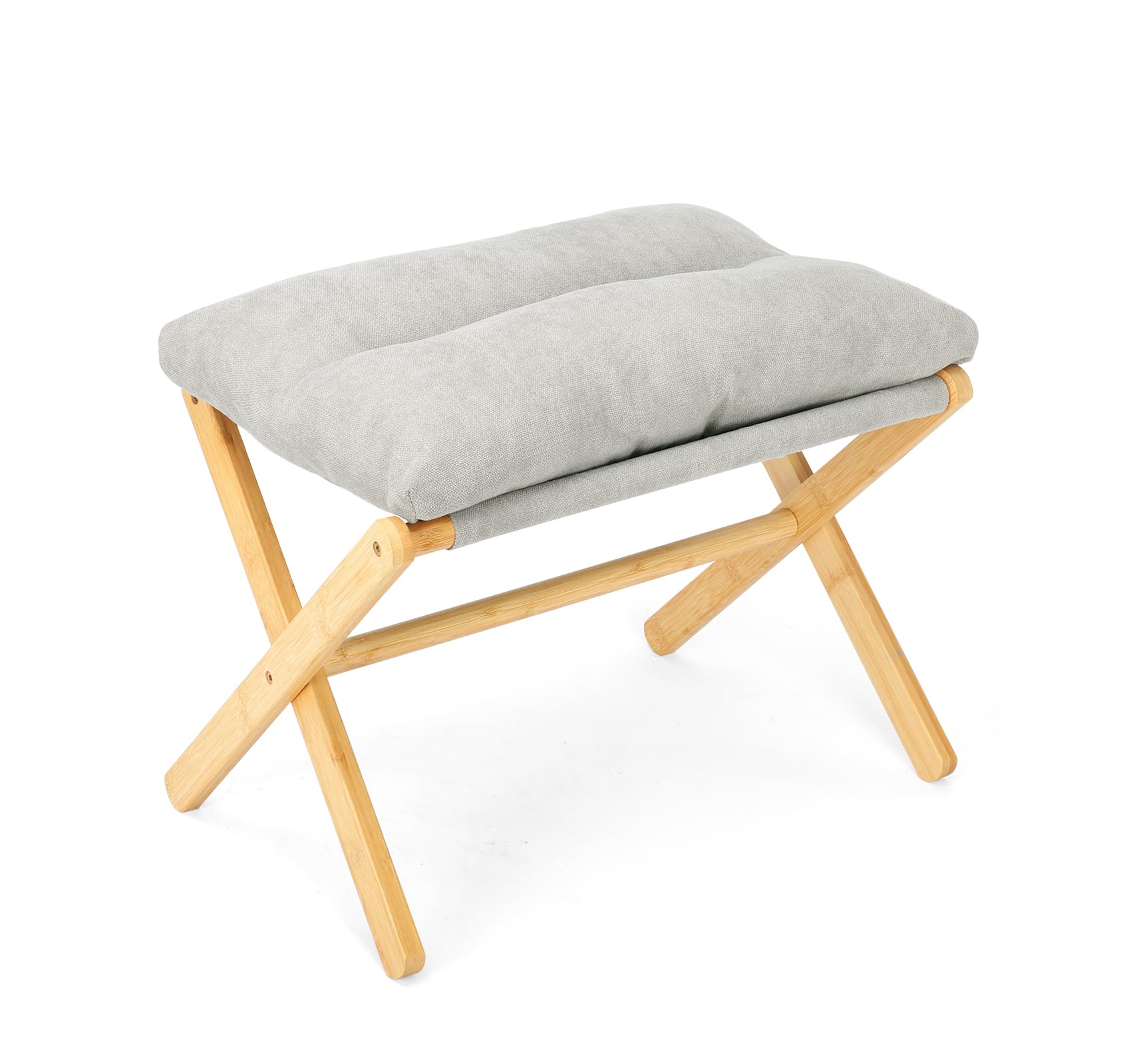 Foldable Footstool,Small Ottoman Foot Rest with X Legs,Upholstered Stool with Thick Cotton Cushion,Under Desk Ottoman Sofa Stool for Couch Entryway Bedroom Living Room, Burlywood