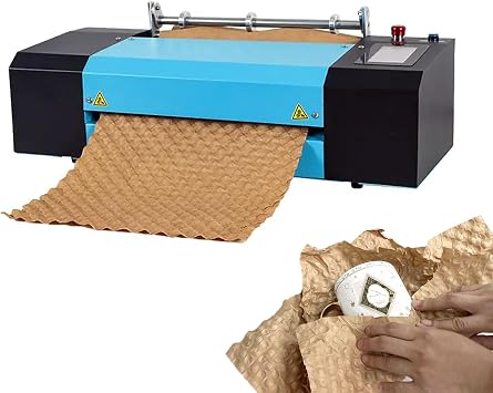 3D Honeycomb Paper Cushion Machine - Auto Cutting & Foot Control, 10m/min Speed, 25-999cm Adjustable Length, 400mm Width Kraft Paper Padding Machine for Shipping,organpaper